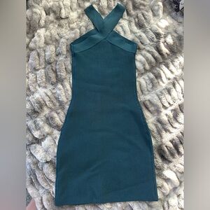 Babaton Emerald Green, Sculpt Knit Criss Cross Dress, 2XS